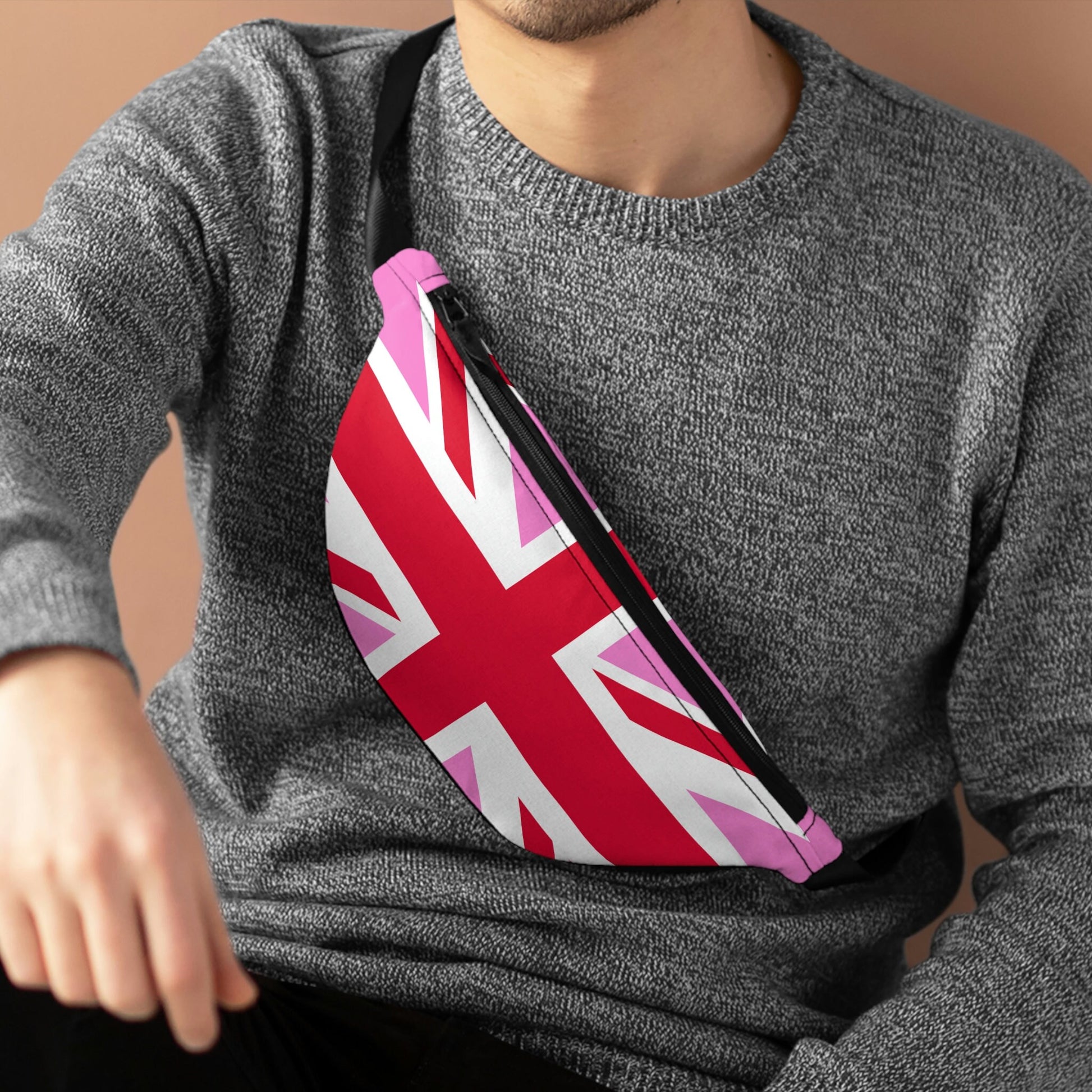 Pink Union Jack Flag Fanny Pack