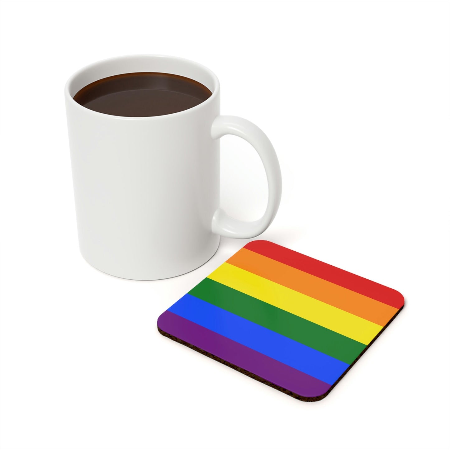 LGBT Pride Rainbow Flag Cork Back Coaster