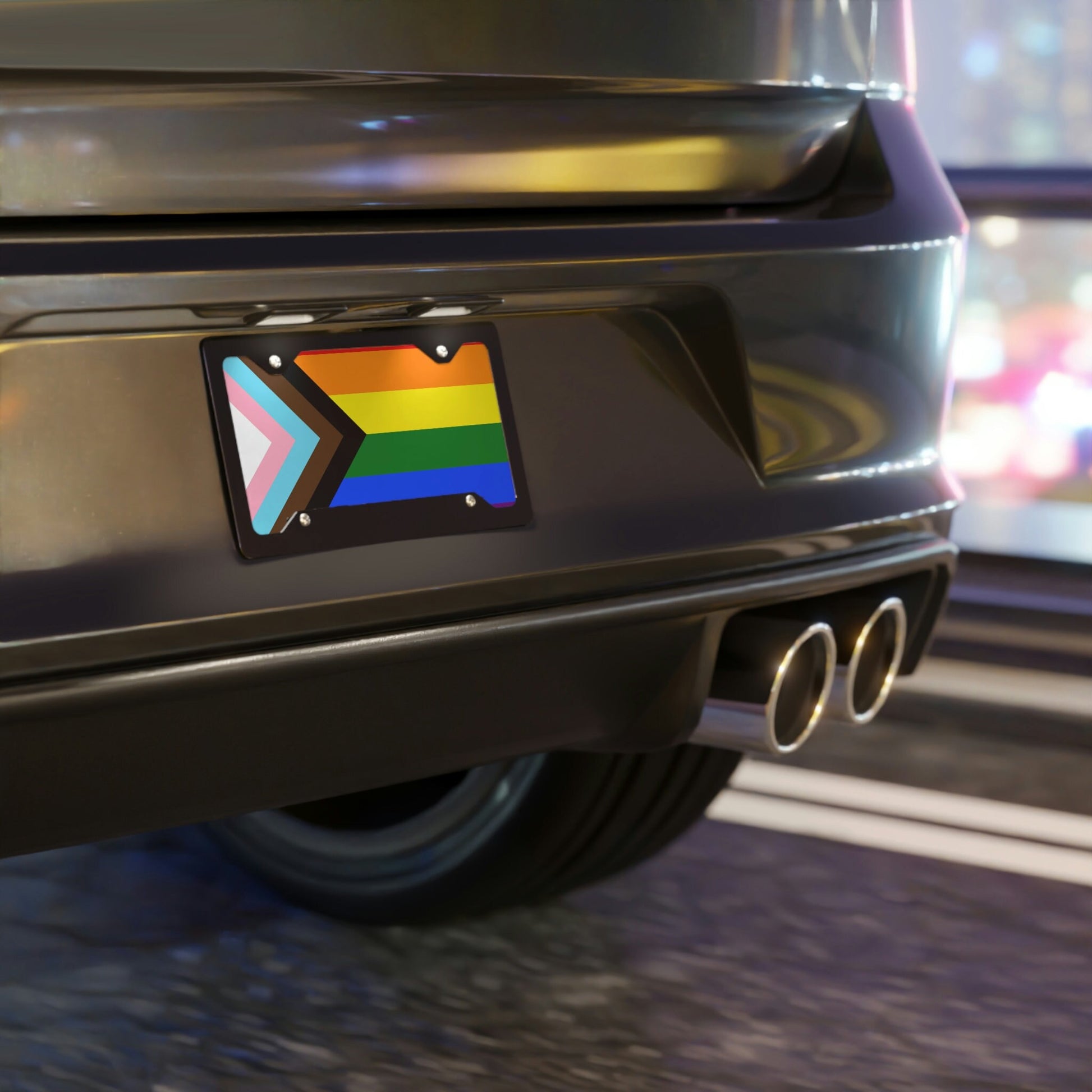 Progress Pride Rainbow Flag LGBTQ+ pride Car Plate tag