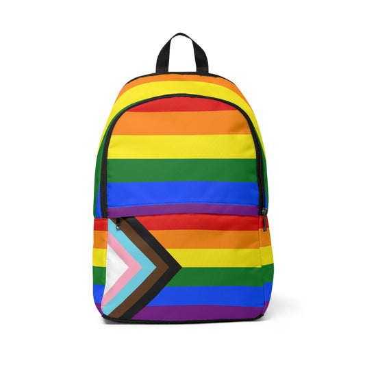 Progress Pride Rainbow Flag LGBTQ+ Fabric Backpack