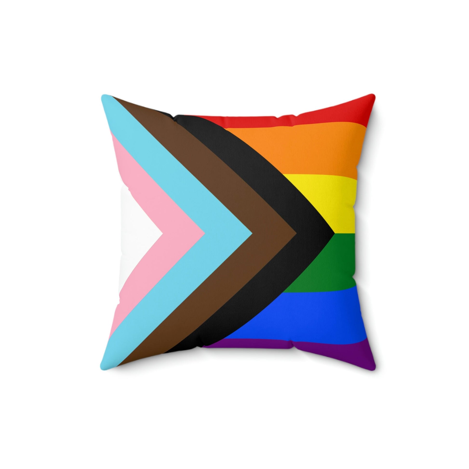 Progress Pride Rainbow Flag LGBTQ+ Spun Polyester Square Pillow