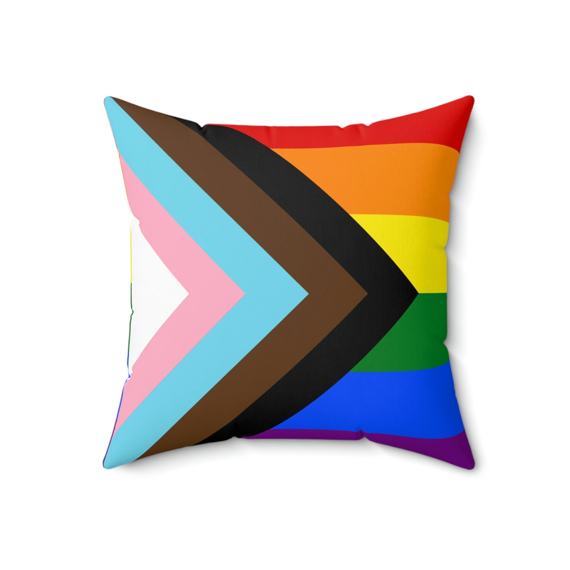 Progress Pride Rainbow Flag LGBTQ+ Spun Polyester Square Pillow