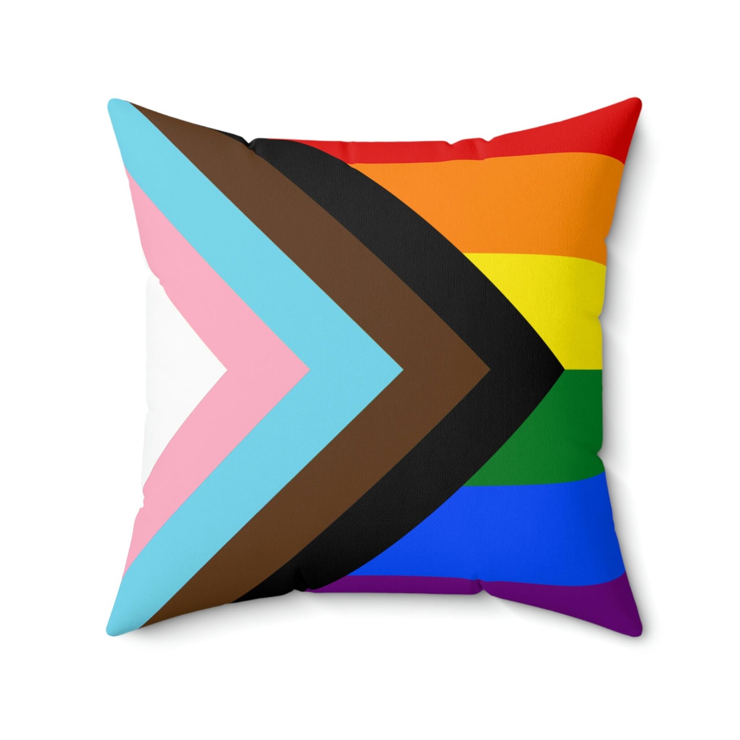 Progress Pride Rainbow Flag LGBTQ+ Spun Polyester Square Pillow