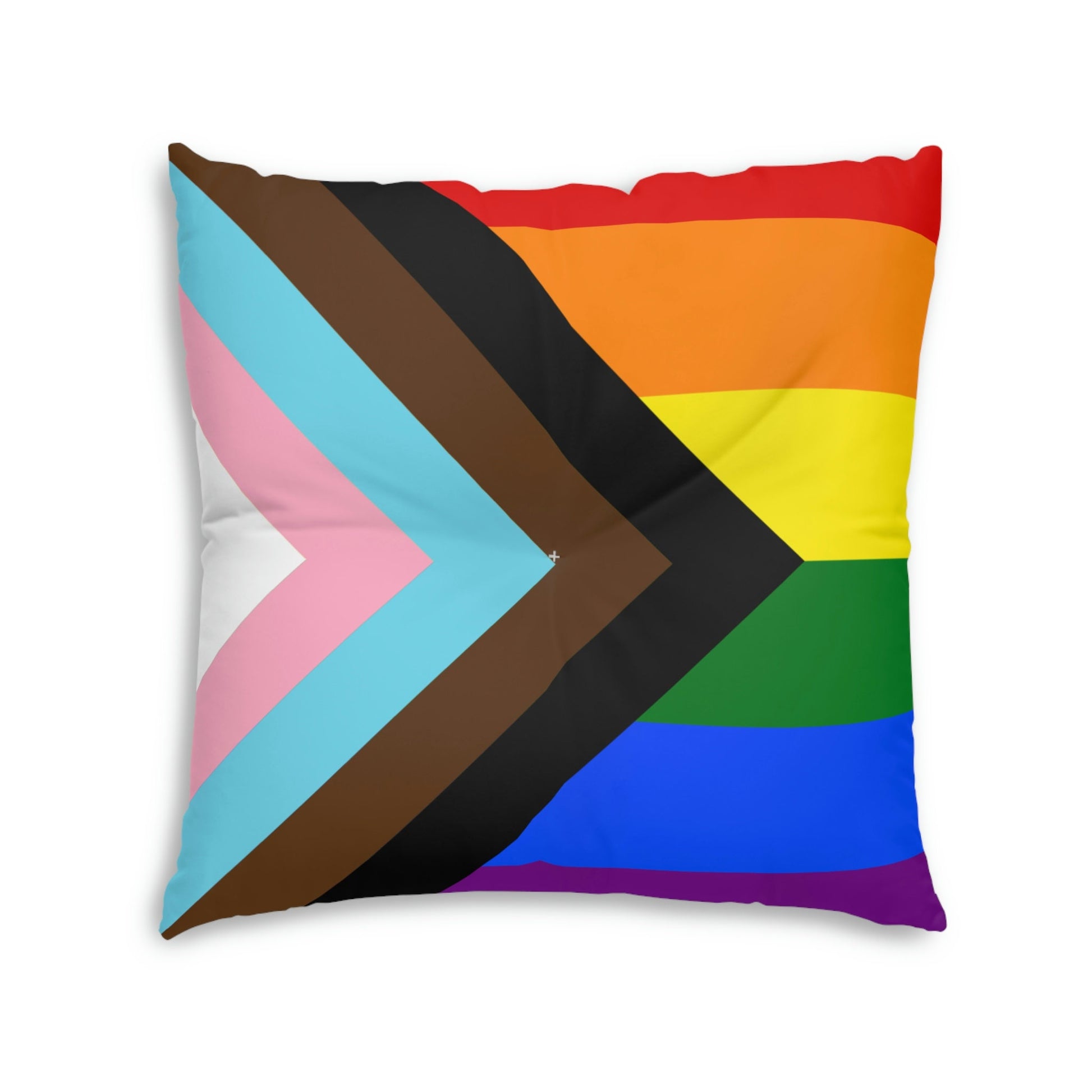 Progress Pride Rainbow Flag LGBTQ+ Tufted Floor Pillow, Square