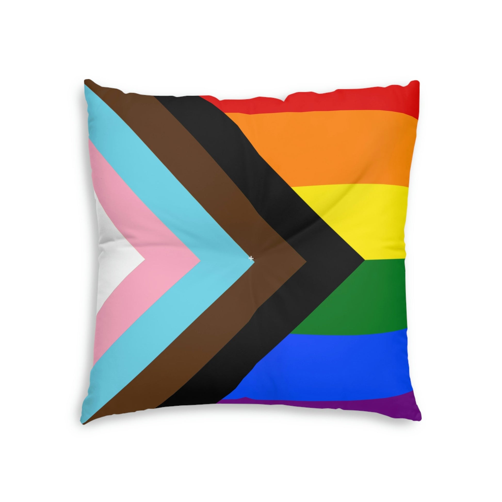 Progress Pride Rainbow Flag LGBTQ+ Tufted Floor Pillow, Square