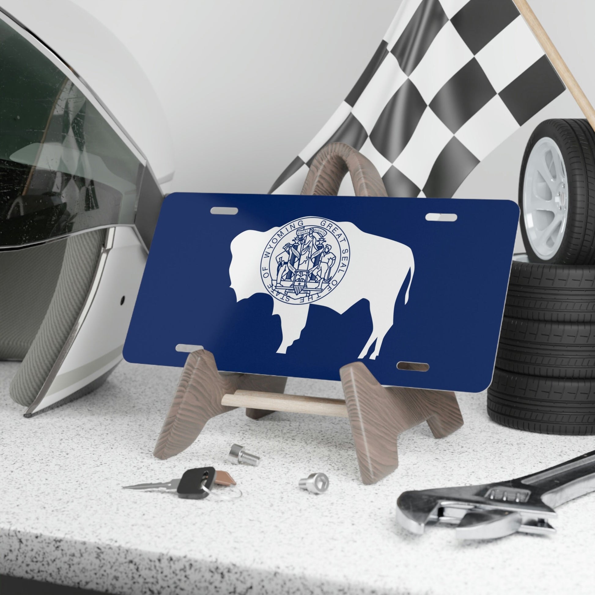 Wyoming State Flag Car Plate tag