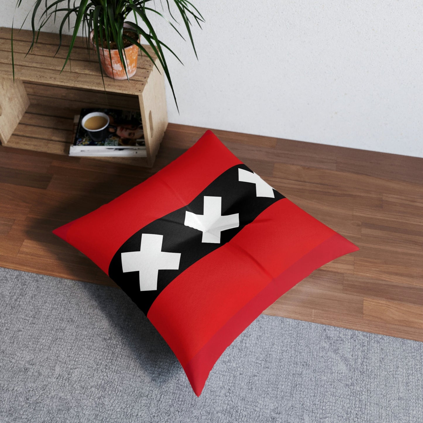 Amsterdam Flag Tufted Floor Pillow, Square