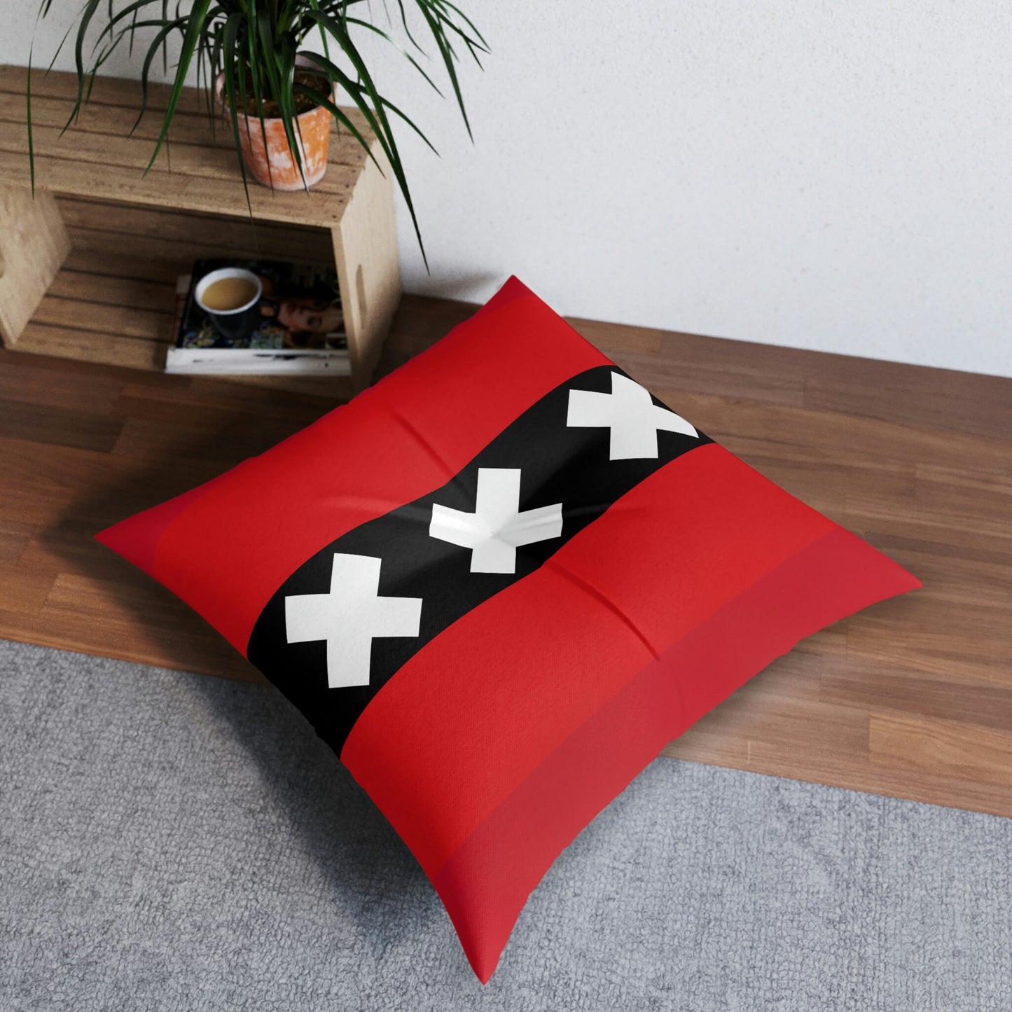 Amsterdam Flag Tufted Floor Pillow, Square