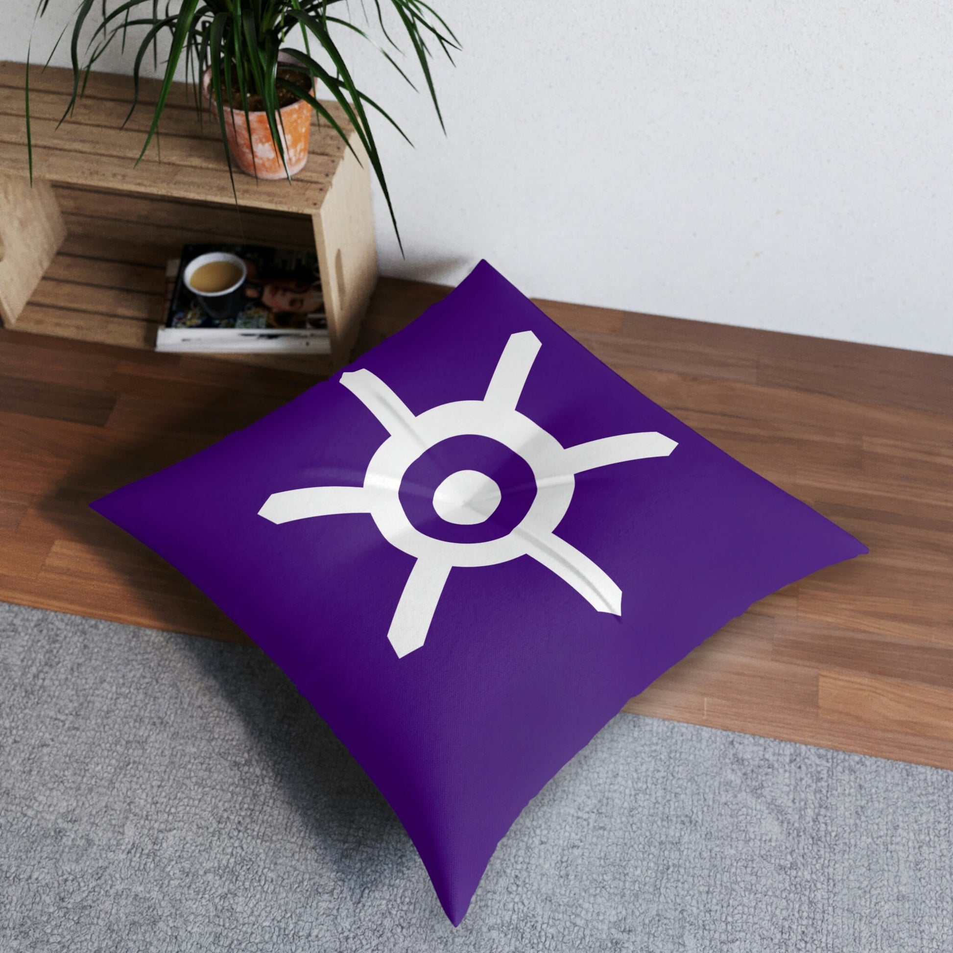 Tokyo Flag Tufted Floor Pillow, Square