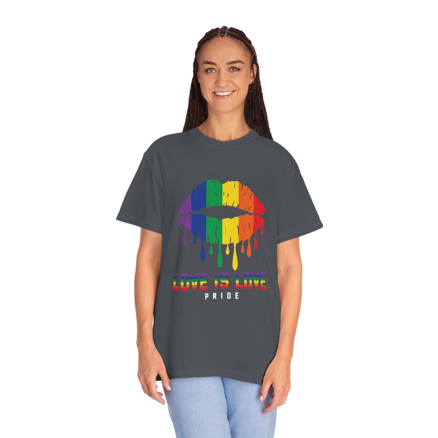 Lips Love is Love Pride Unisex Garment-Dyed T-shirt