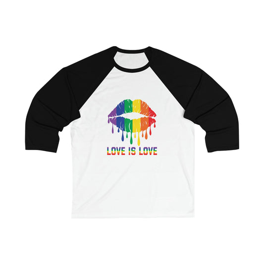 Lips Love is Love Pride Unisex 34 Sleeve Baseball Tee