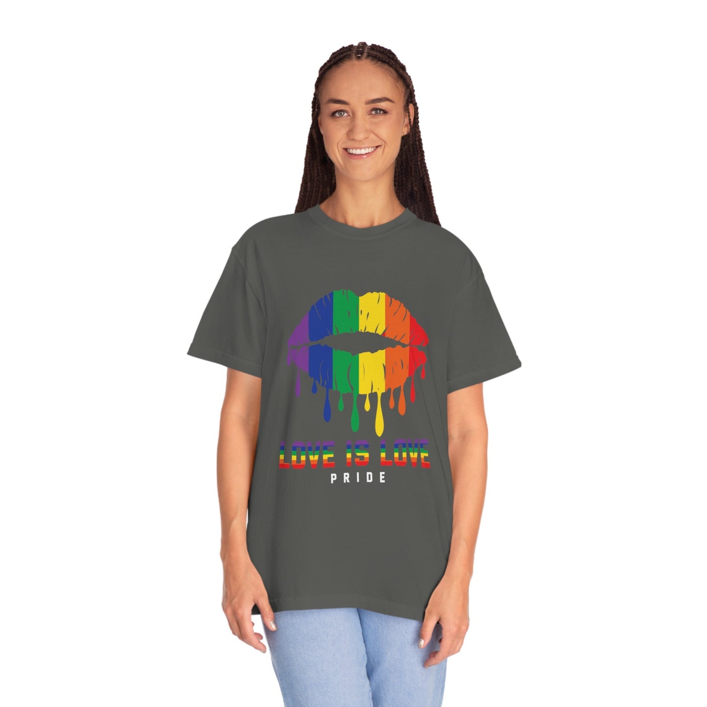 Lips Love is Love Pride Unisex Garment-Dyed T-shirt