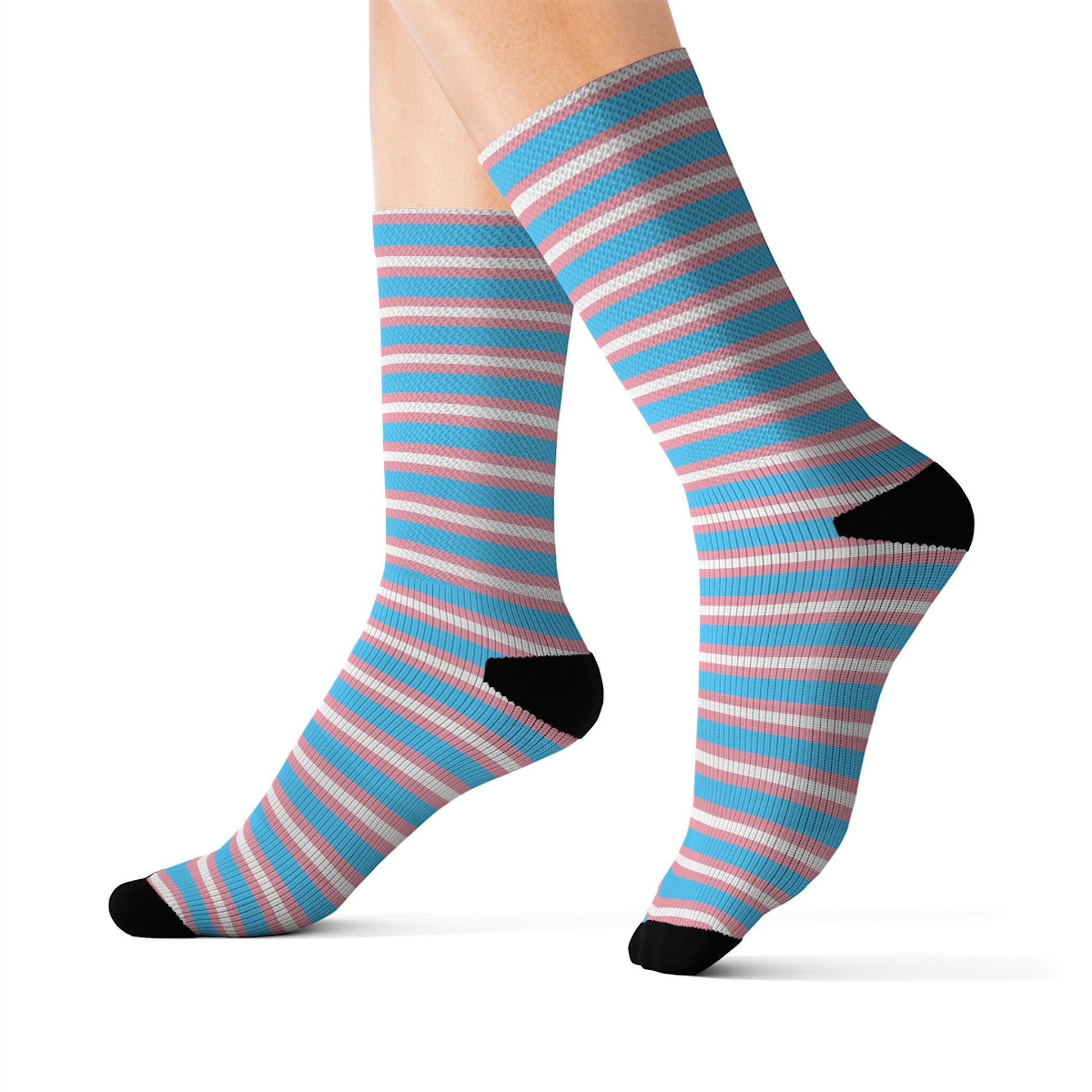 Transgender Pride Flag Stripes Sublimation Socks