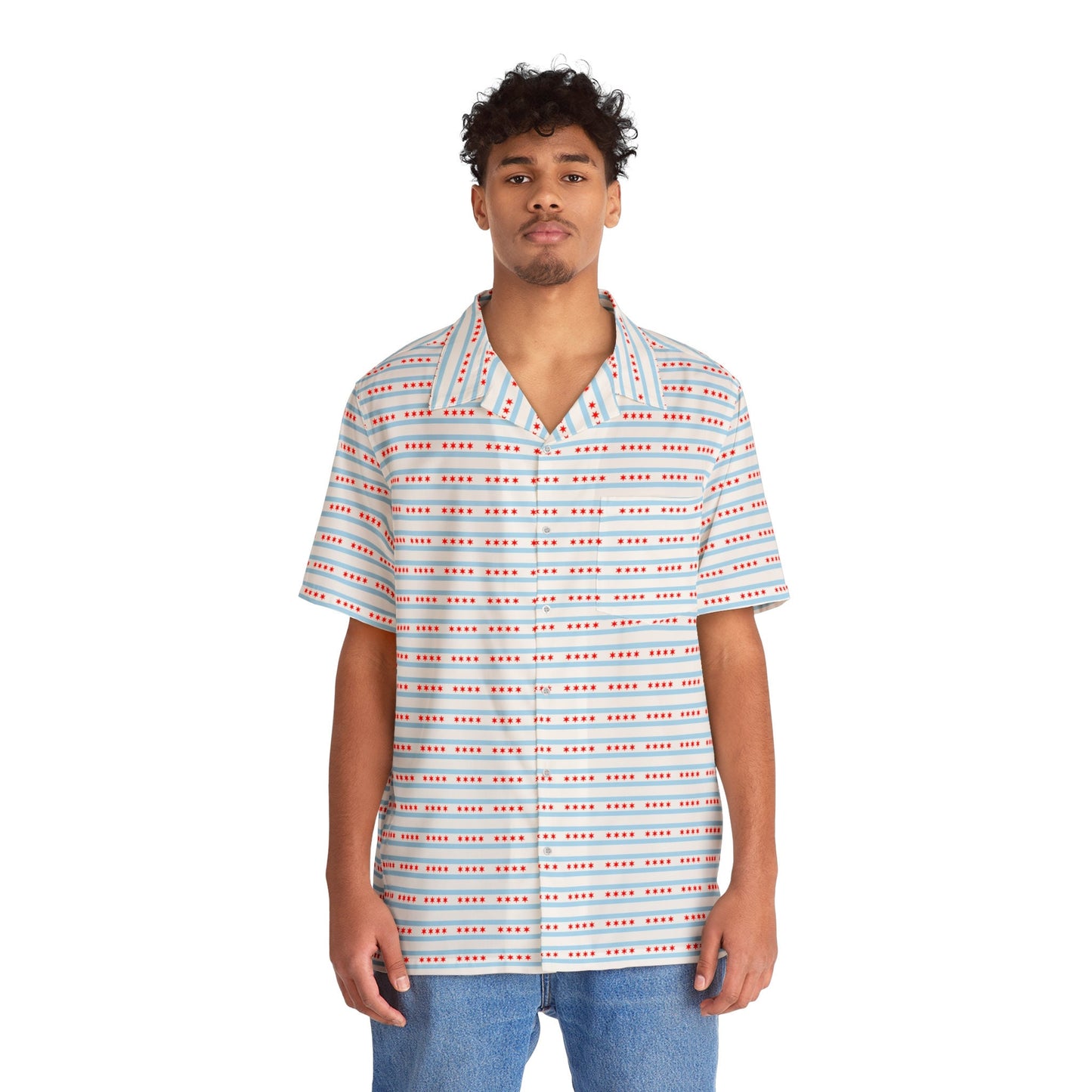 Chicago Flag stripes Hawaiian Shirt (AOP)