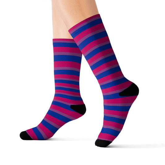 Bisexual Pride Flag Stripes Sublimation Socks