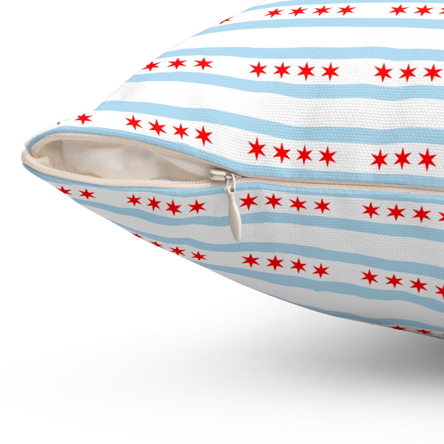 Chicago Illinois Flag Spun Polyester Square Pillow