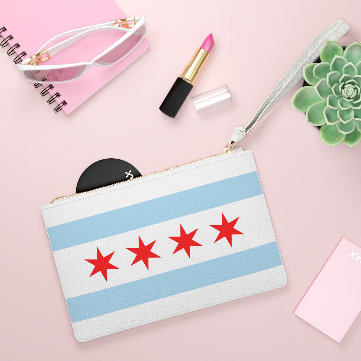 Chicago Illinois City Flag Clutch Bag