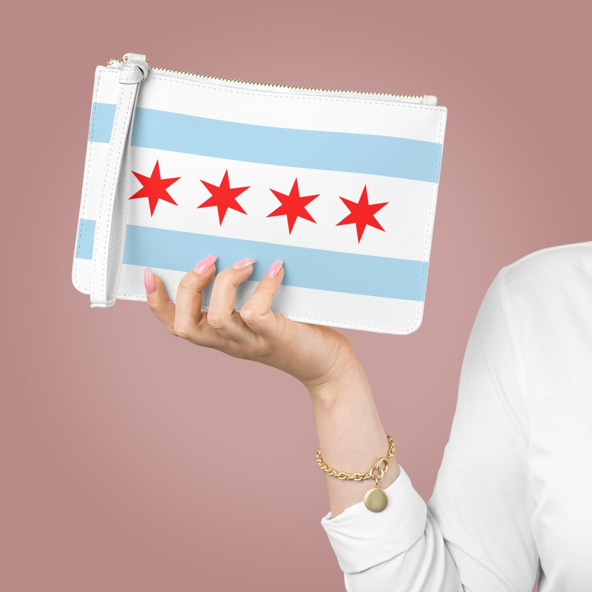 Chicago Illinois City Flag Clutch Bag