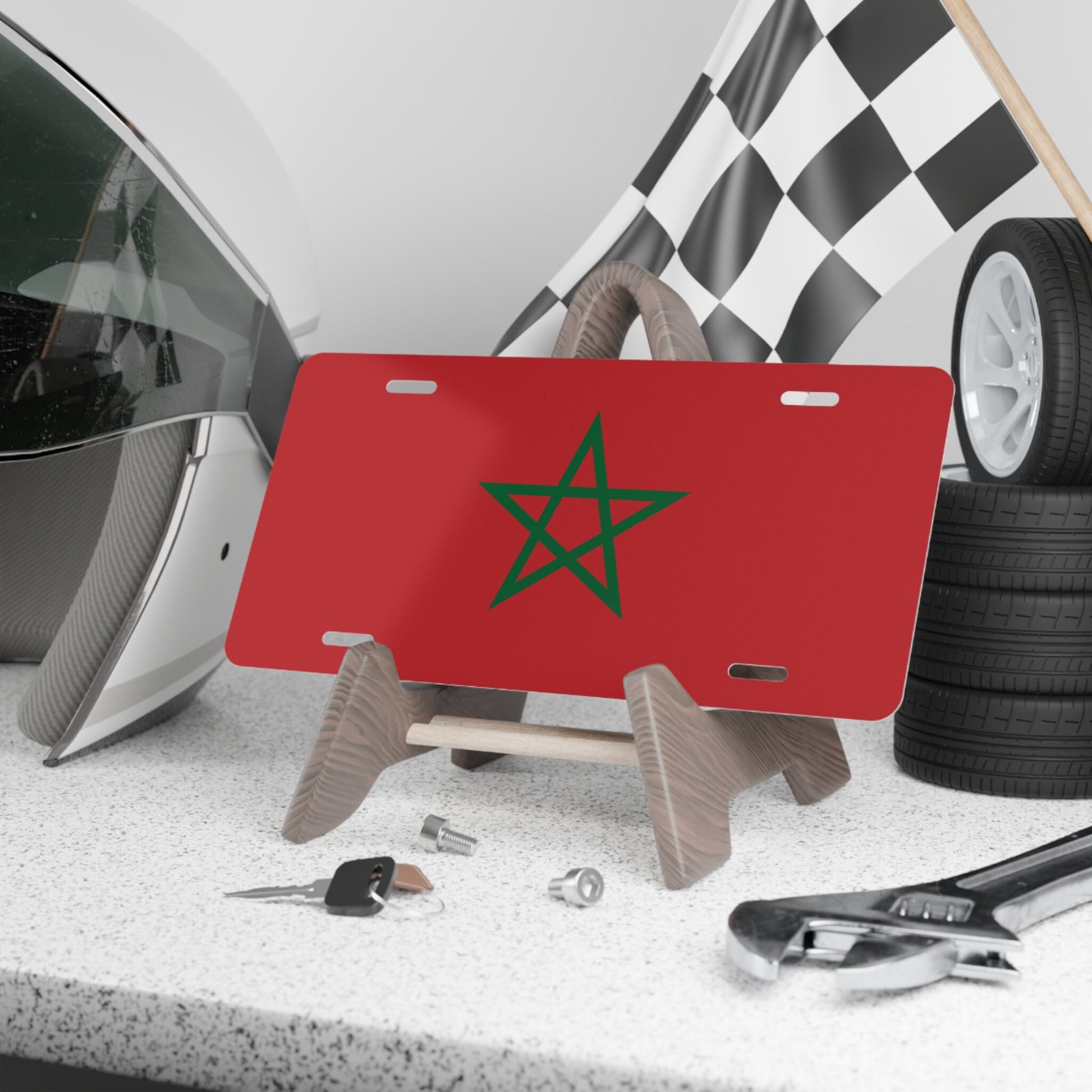 Morocco Flag Car Plate tag