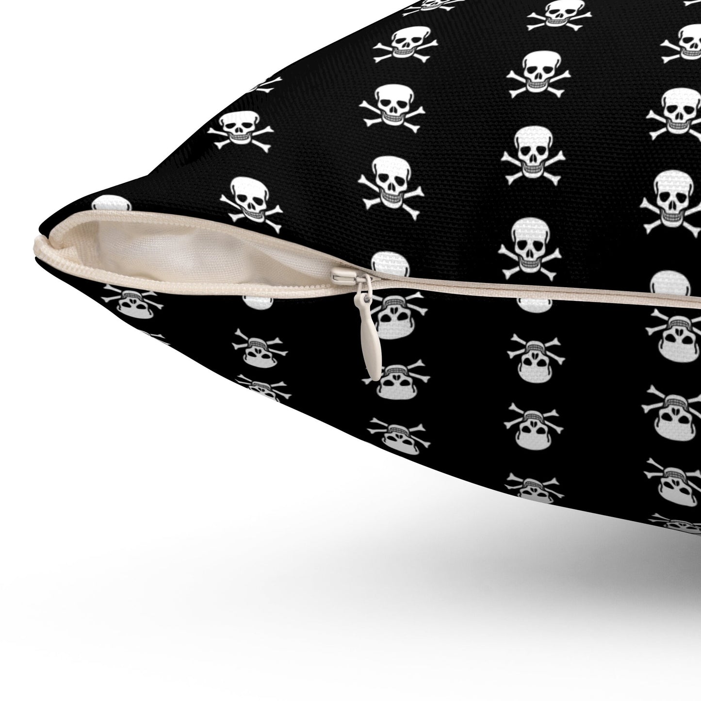 Jolly Roger Pirate Skull Flag Spun Polyester Square Pillow