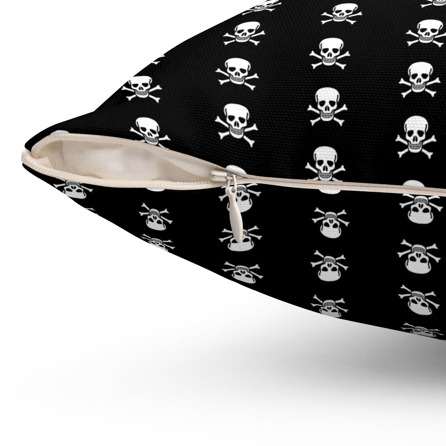 Jolly Roger Pirate Skull Flag Spun Polyester Square Pillow