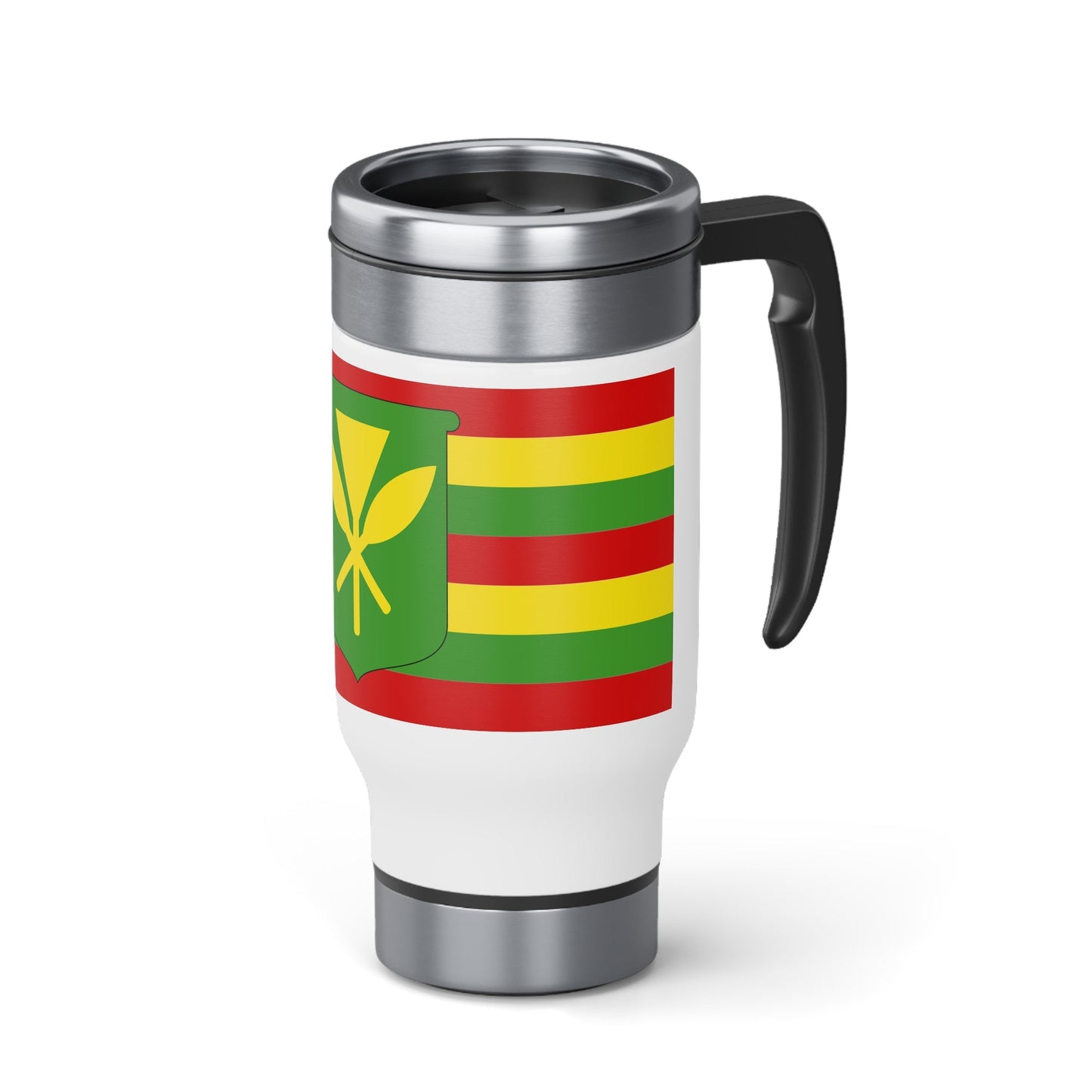 Kanaka Maoli Hawaii Flag Stainless Steel Travel Mug with Handle, 14oz