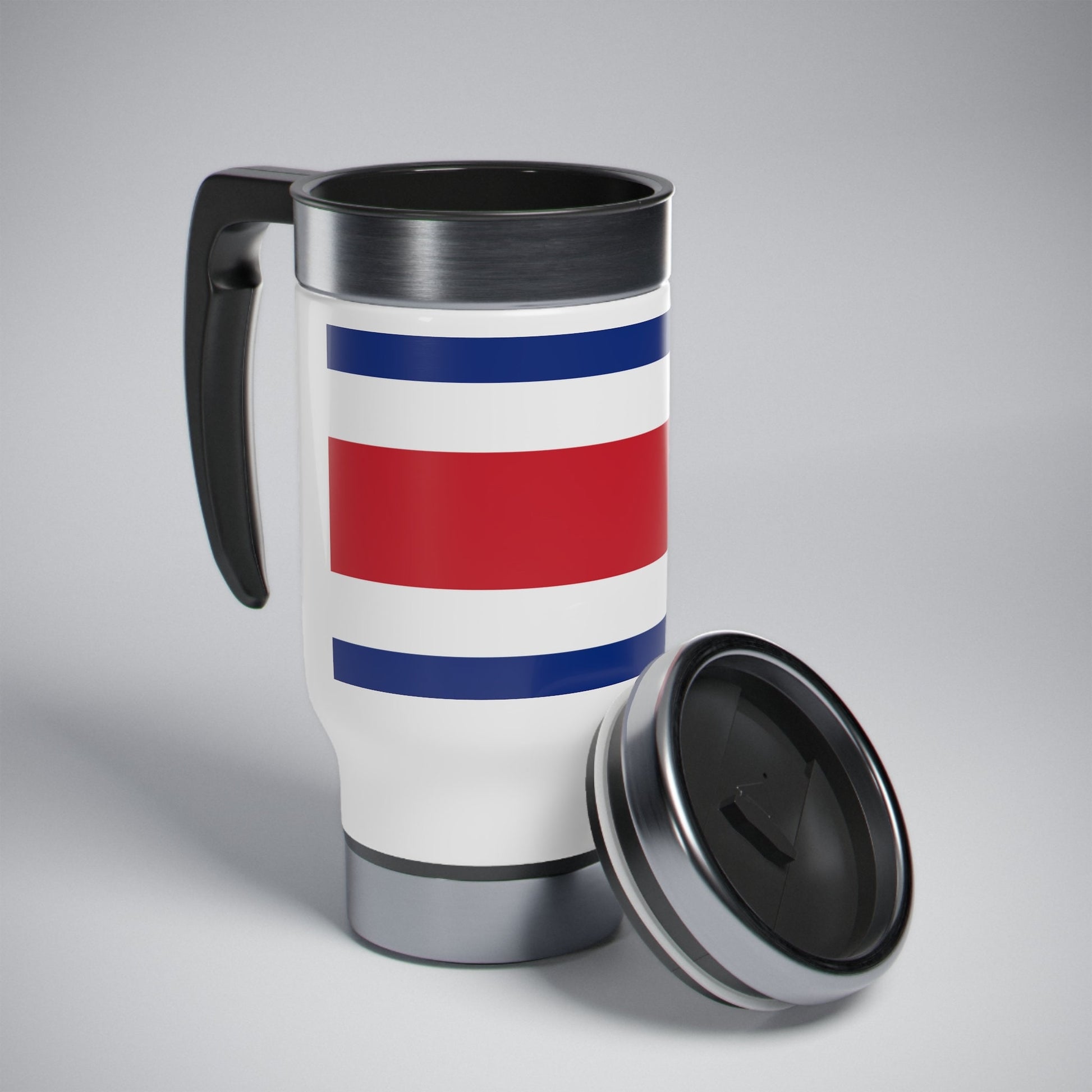 Costa Rica Flag Stainless Steel Travel Mug with Handle, 14oz