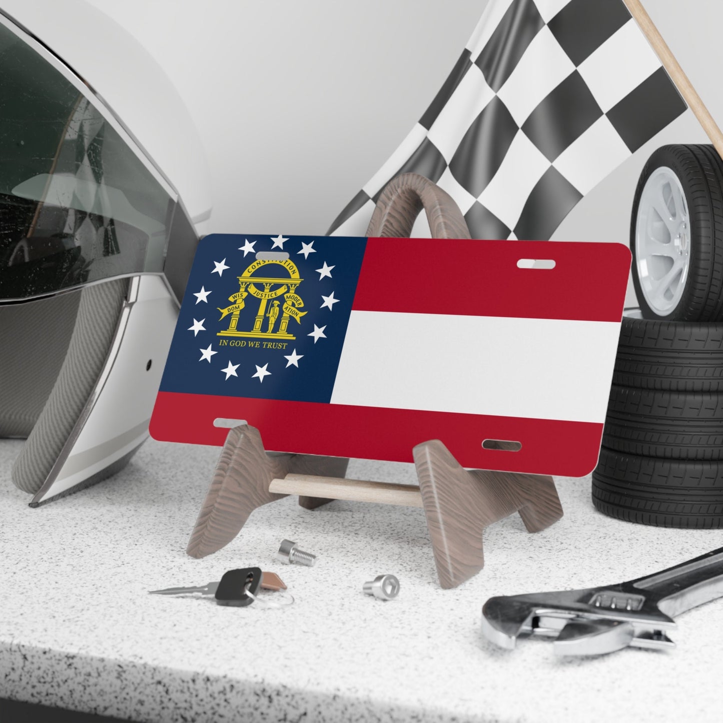 State of Georgia Flag Car Plate tag