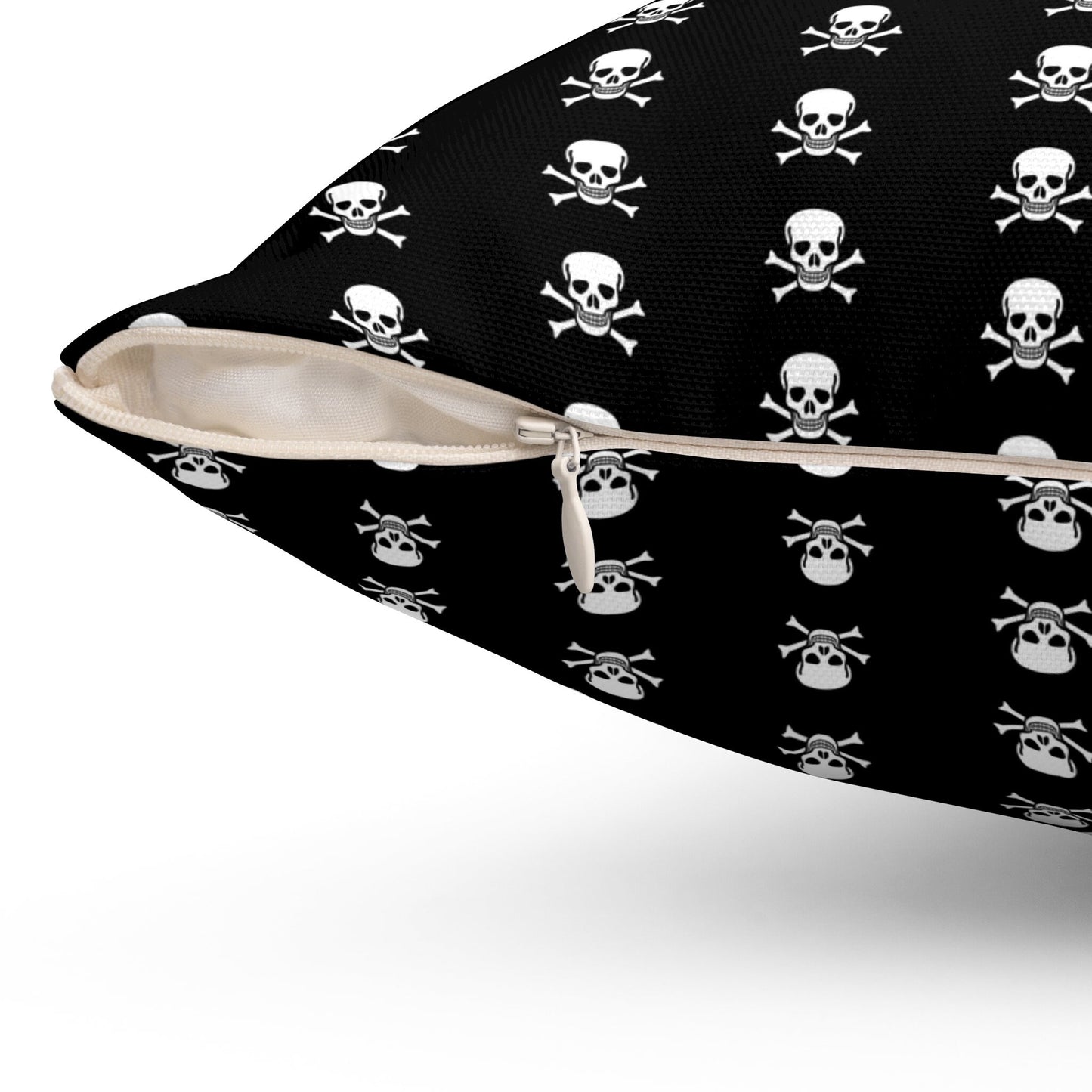 Jolly Roger Pirate Skull Flag Spun Polyester Square Pillow