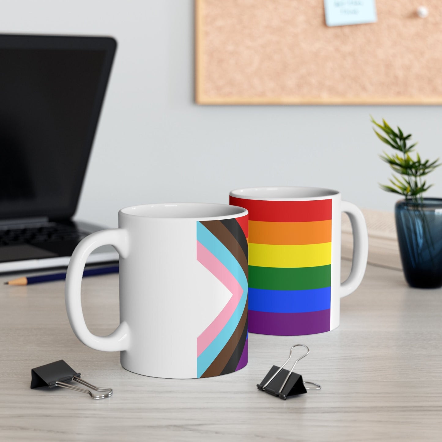 LGBTQ Progress Pride Flag Ceramic Coffee Mug 11oz Contact me for other Pride Flags.