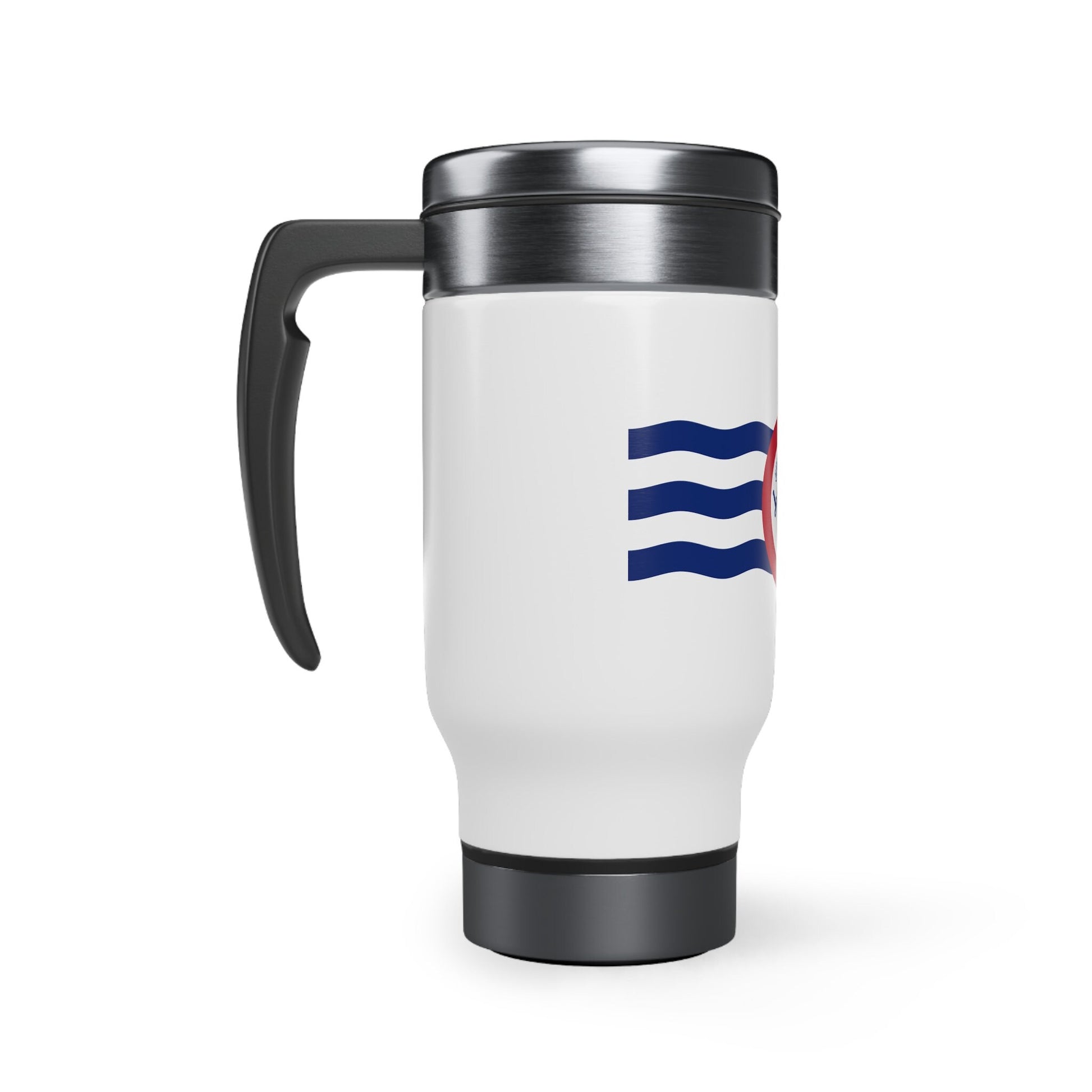 Cincinnati Flag Stainless Steel Travel Mug with Handle, 14oz