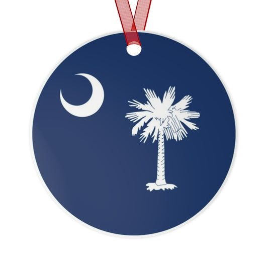 South Carolina Palmetto Moon and Tree state flag gift Metal Ornament, Christmas gift, ornament exchange, care package gift, housewarming