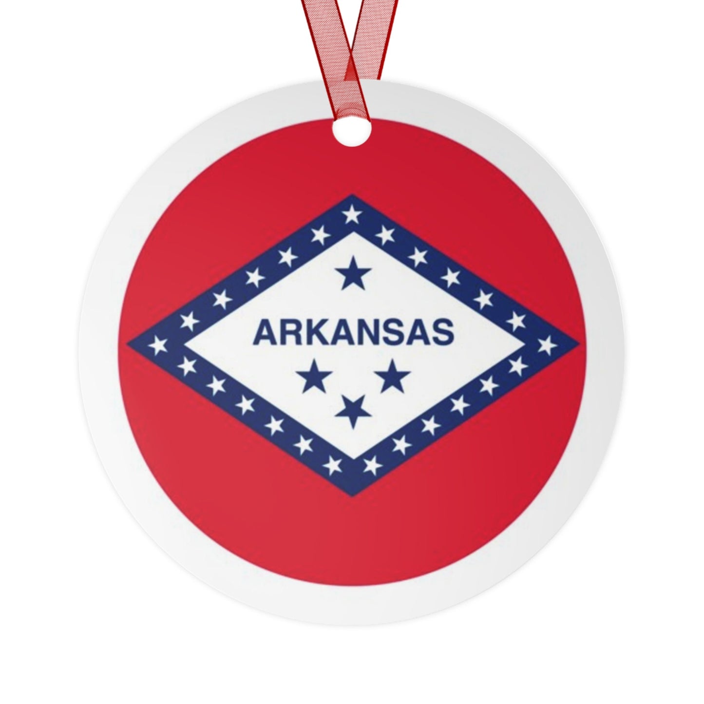 Arkansas state flag gift Metal Ornament, Christmas gift, ornament exchange, care package gift, housewarming gift