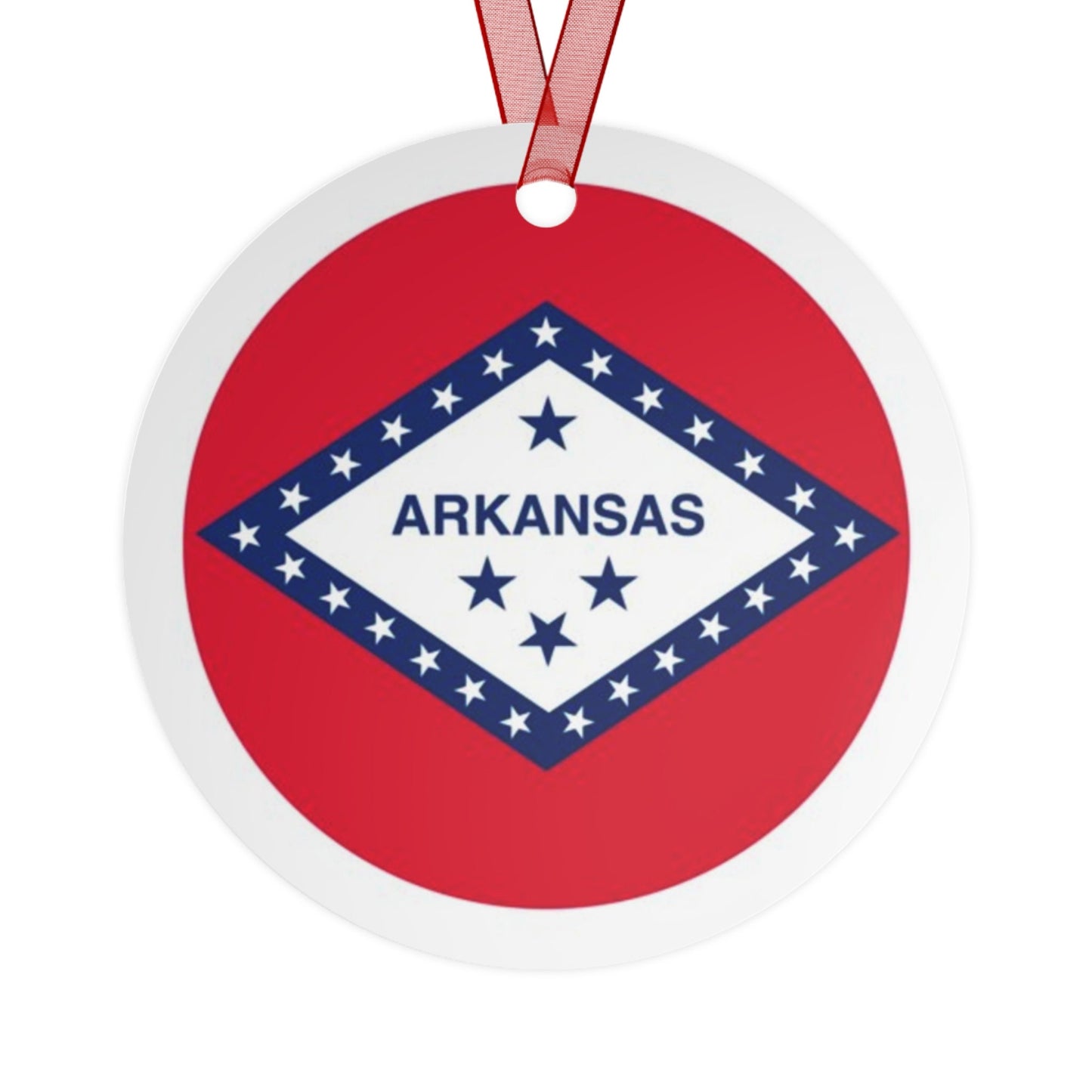 Arkansas state flag gift Metal Ornament, Christmas gift, ornament exchange, care package gift, housewarming gift