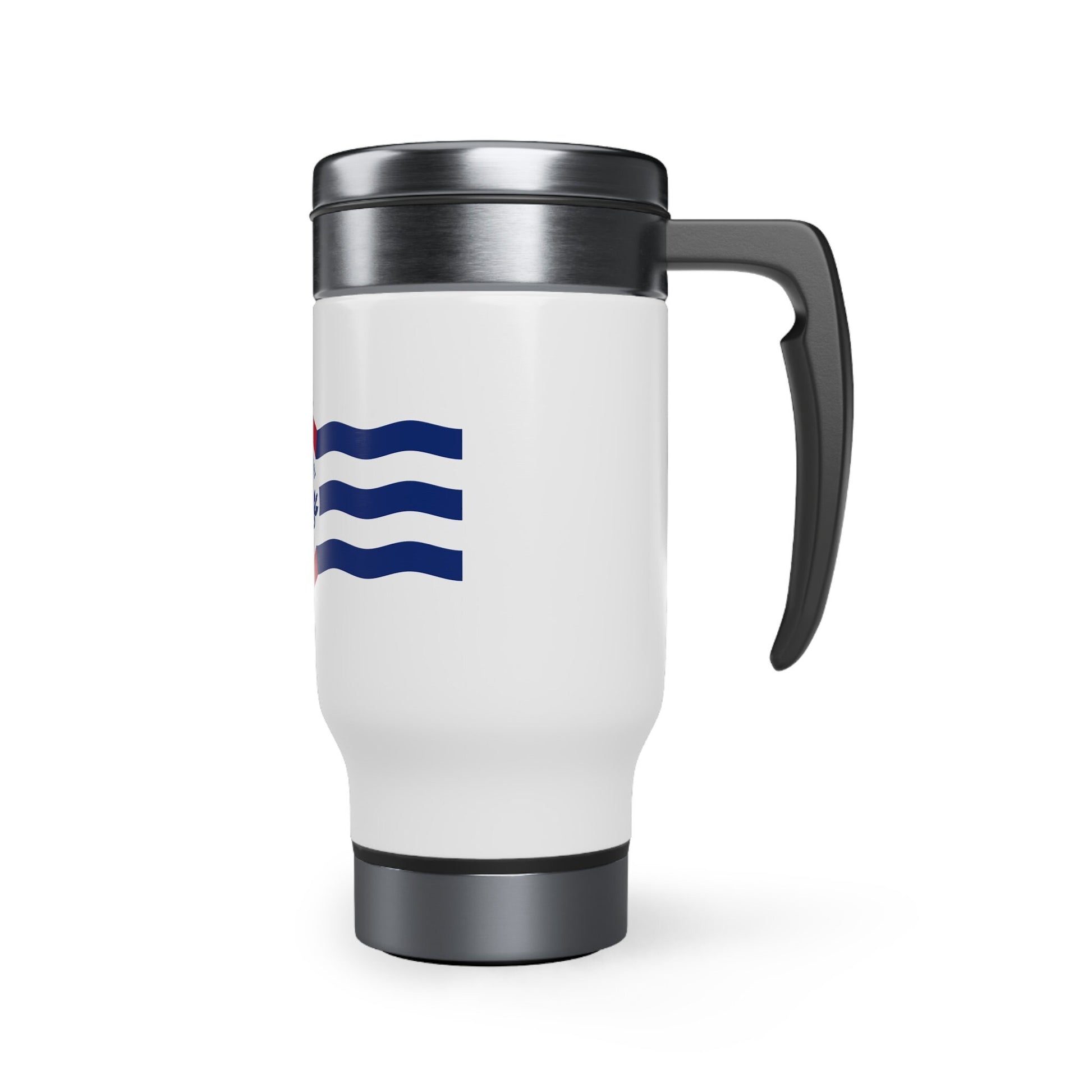 Cincinnati Flag Stainless Steel Travel Mug with Handle, 14oz