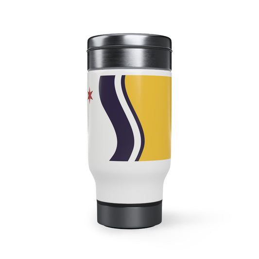 South Bend Indiana city Flag Stainless Steel Travel Mug with Handle, 14oz