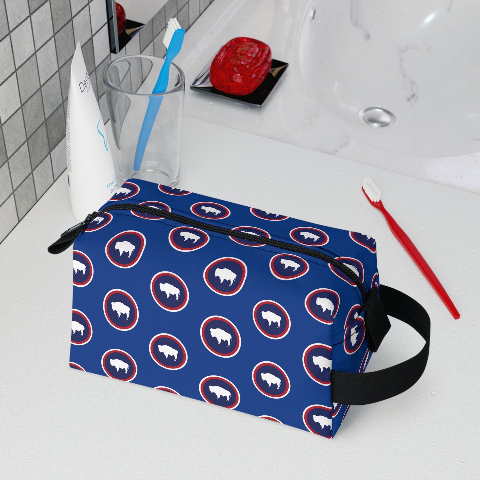 Wyoming Buffalo State Flag Toiletry Bag