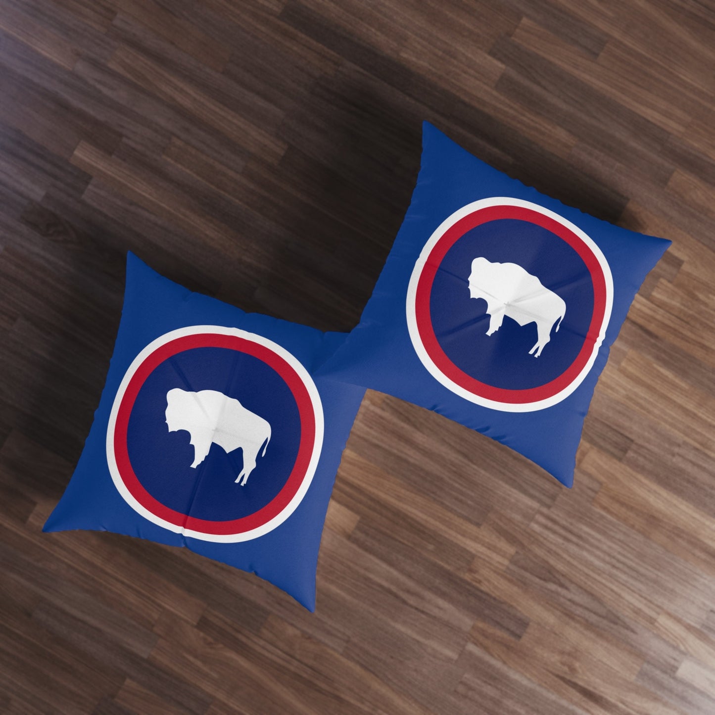 Wyoming Buffalo State Flag Tufted Floor Pillow, Square