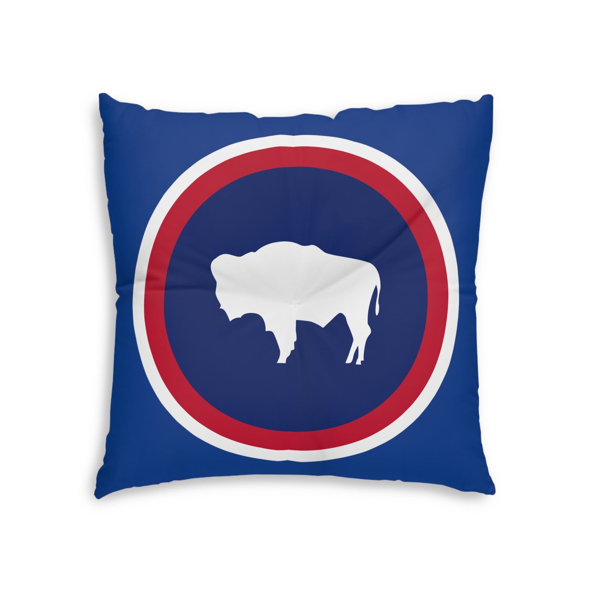 Wyoming Buffalo State Flag Tufted Floor Pillow, Square